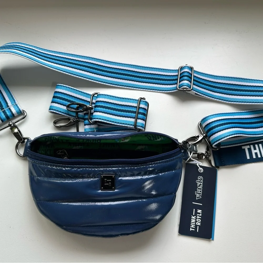 THINK ROYLN SHINING STAR Vlasic Navy Blue Crossbody Bag with Striped Strap - Picture 4 of 15